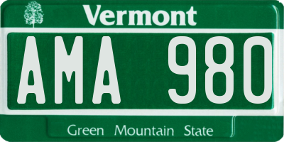 VT license plate AMA980