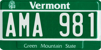 VT license plate AMA981
