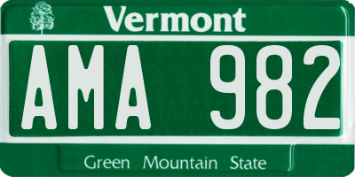 VT license plate AMA982