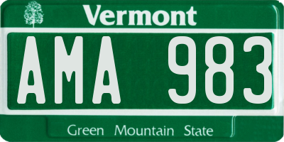 VT license plate AMA983