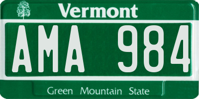 VT license plate AMA984