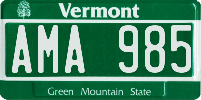 VT license plate AMA985