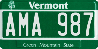 VT license plate AMA987
