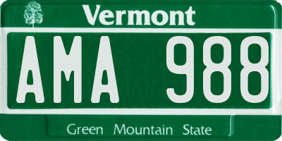 VT license plate AMA988