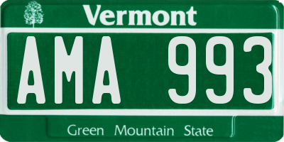 VT license plate AMA993