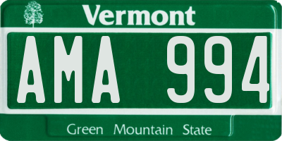 VT license plate AMA994