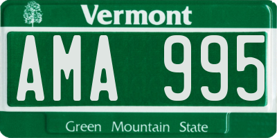 VT license plate AMA995