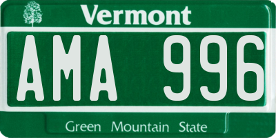 VT license plate AMA996