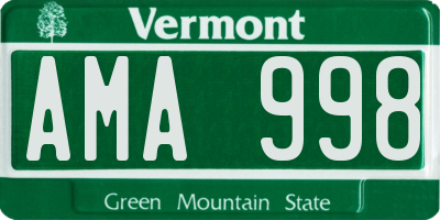 VT license plate AMA998