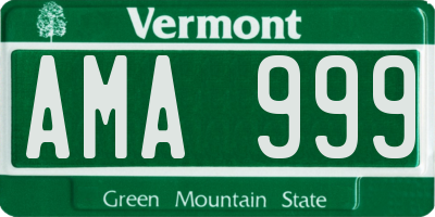 VT license plate AMA999
