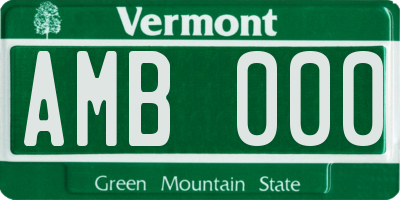 VT license plate AMB000