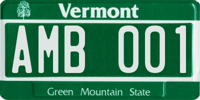VT license plate AMB001