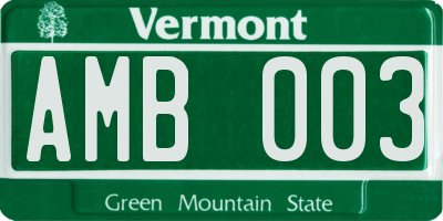 VT license plate AMB003