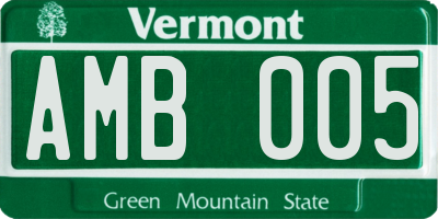 VT license plate AMB005