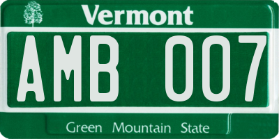 VT license plate AMB007