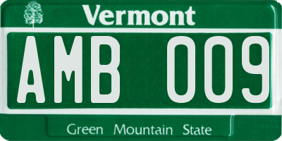 VT license plate AMB009