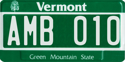 VT license plate AMB010