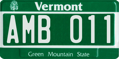 VT license plate AMB011