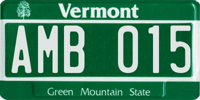 VT license plate AMB015