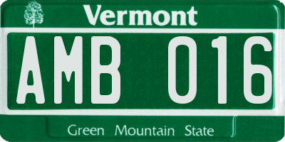 VT license plate AMB016
