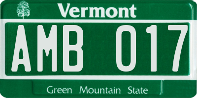 VT license plate AMB017
