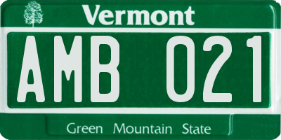 VT license plate AMB021