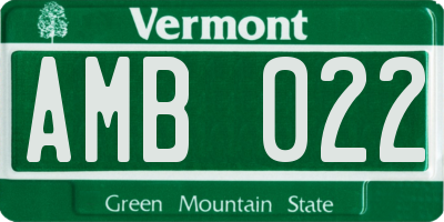 VT license plate AMB022