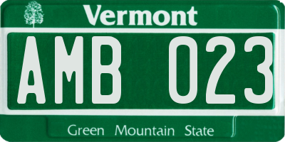 VT license plate AMB023