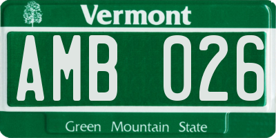 VT license plate AMB026