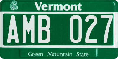 VT license plate AMB027
