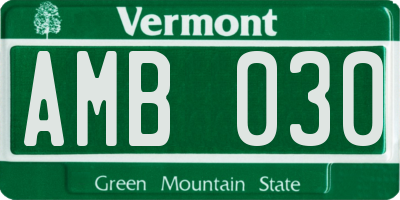 VT license plate AMB030