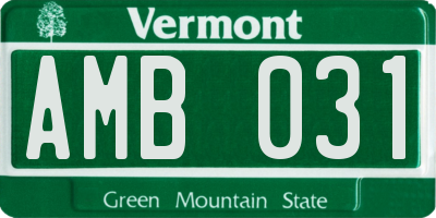 VT license plate AMB031