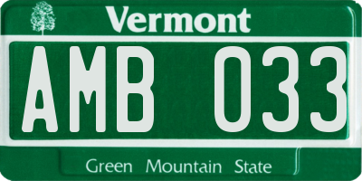 VT license plate AMB033