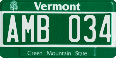 VT license plate AMB034