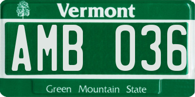 VT license plate AMB036