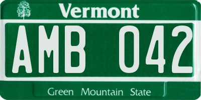 VT license plate AMB042
