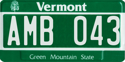 VT license plate AMB043