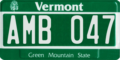 VT license plate AMB047