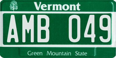 VT license plate AMB049