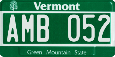 VT license plate AMB052