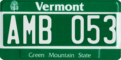 VT license plate AMB053