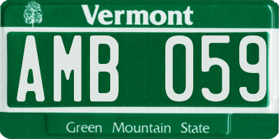 VT license plate AMB059
