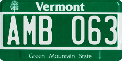 VT license plate AMB063