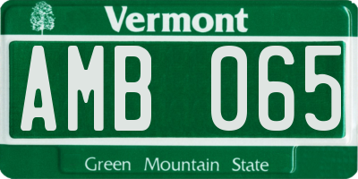 VT license plate AMB065
