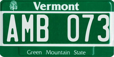 VT license plate AMB073