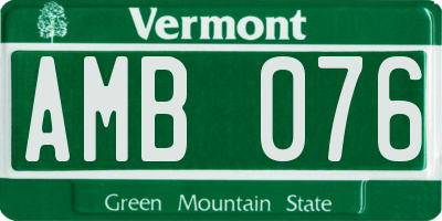 VT license plate AMB076