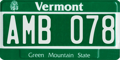 VT license plate AMB078