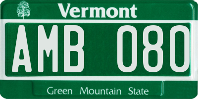 VT license plate AMB080