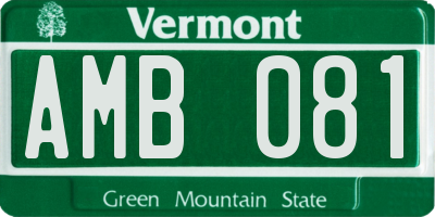 VT license plate AMB081