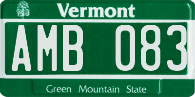 VT license plate AMB083